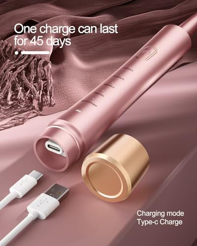 Brand Sonic Electric Toothbrush: USB Rechargeable, 5 Modes, Smart Timer, 8 Brush Heads, Pink