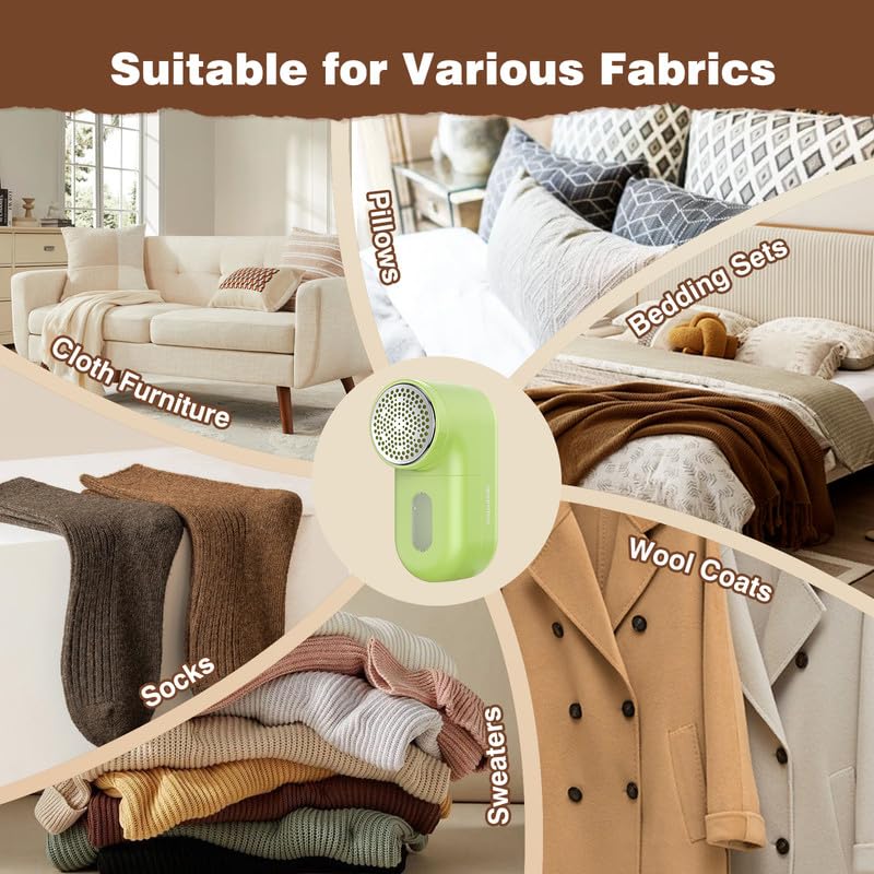 Lint Shaver with 3 Speeds & Blades, Rotating Handle - Portable Fabric Defeater for Clothes & Fabrics
