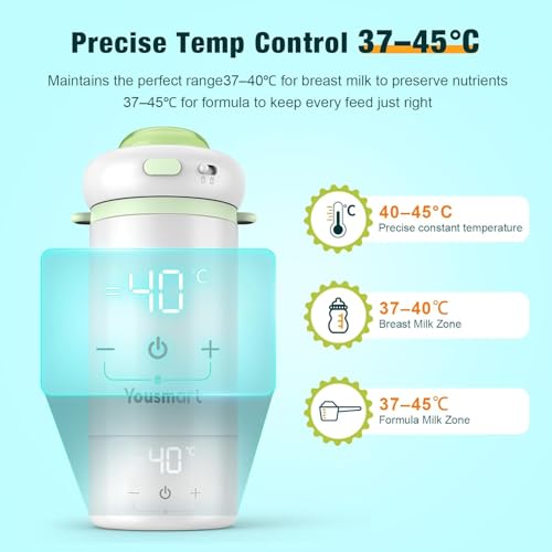 Yousmart Baby Bottle Warmer, Fast Heating, Precise Temp Control, Leak-Proof, USB Charging, Travel-Friendly
