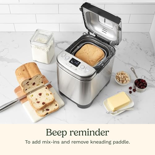Cuisinart Bread Maker: Stainless Steel, 12 Menu Options, 2lb Loaf Sizes, Nonstick Pan & Paddle