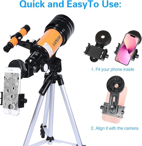 Celestron 70mm Telescope for Astronomy Beginners with Phone Adapter, Broadband Coating, Tripod, Finderscope