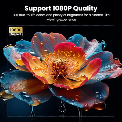 NICPOW Mini Projector: Portable 1080P Outdoor Movie Projector with Tripod. TV Stick, Phone, PS5 Compatible. Ideal for Home, Gaming, Outdoor.