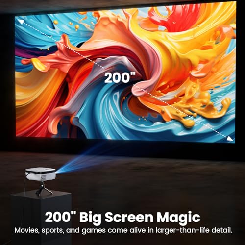 NICPOW Mini Projector: Portable 1080P Outdoor Movie Projector with Tripod. TV Stick, Phone, PS5 Compatible. Ideal for Home, Gaming, Outdoor.