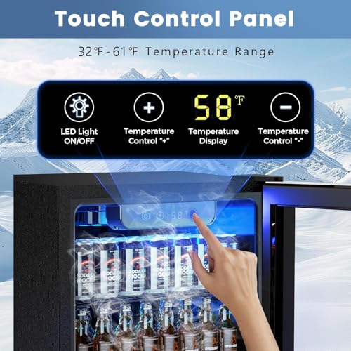 Mini Fridge Beverage Cooler, 3.2 Cu.Ft for Soda Wine Beer, Adjustable Temp Control, Home Office, Black