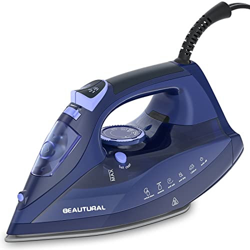 BEAUTURAL Steam Iron: Precision Thermostat, Ceramic Soleplate, Auto-Off, Self-Cleaning, Anti-Calcium, Anti-Drip