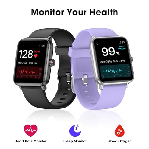 Brand Smartwatch: Fitness Tracker, Heart Rate, Blood Oxygen, Sleep Monitor, 1.5" Touchscreen, Android iOS, Swim Waterproof, Pedometer, Women Men