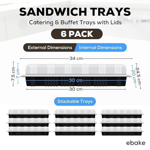 Party Platter Trays with Lids - Heavy Duty Plastic Catering Set for Events & Buffets - Clear Lid - 13 inch
