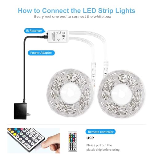 DAYBETTER Waterproof LED Strip Lights Kit, Color Changing 300 LEDs, 32.8ft, Remote, Power Supply - Indoor/Outdoor