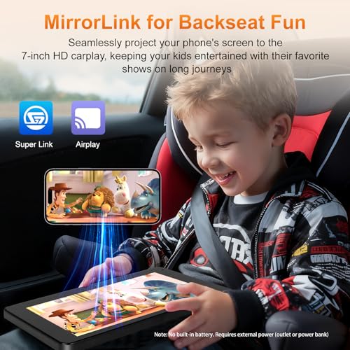 Wireless CarPlay 7" Screen & Baby Car Camera - Night Vision, HD Touchscreen, Split Display