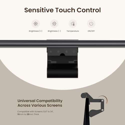 YEELIGHT Monitor Light Bar: Computer Lamp, 250LM Eye-Care LED, Touch Control USB, Stepless Dimming, Home Office Reading Lamp
