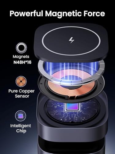 UGREEN MagFlow Wireless Charger Stand for iPhone & AirPods - Qi Certified, Magnetic Charging Station - Compatible with iPhone & AirPods