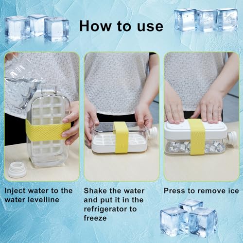 Ice Cube Bottle Cup 2-in-1, 800ml Easy Press Vertical Ice Tray