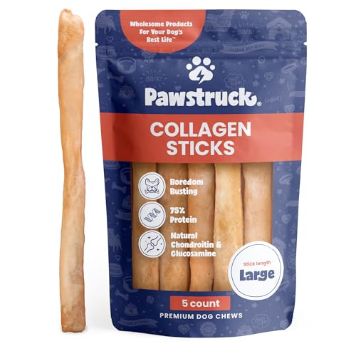 Pawstruck Beef Collagen Sticks for Dogs - High Protein Chews with Chondroitin & Glucosamine - Rawhide Alternative - 5 Pack
