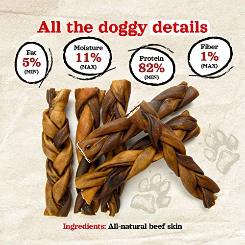 Natural Farm Collagen Chews for Dogs, 12 Inch Sticks, Long Lasting, Small to Large, Odor-Free