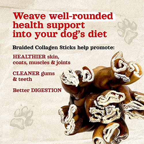 Natural Farm Collagen Chews for Dogs, 12 Inch Sticks, Long Lasting, Small to Large, Odor-Free