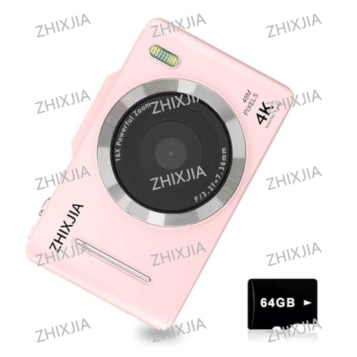 CCD Autofocus 4K Vlogging Camera for Photography, 16X Zoom, Pink