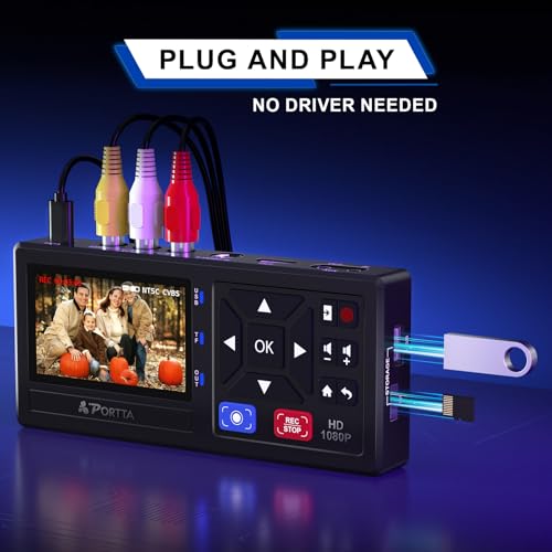 PORTTA VHS to Digital Converter Recorder with Remote Control - Transfer VHS, VCR, DVR, DVD, Hi8, Mini DV to Digital Format