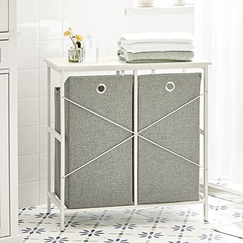 SoBuy Laundry Cabinet Chest with 2 Removable Baskets, Bathroom Storage Shelf