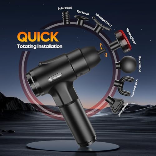 AERLANG Heat Massage Gun: Deep Tissue Back Neck Massager for Pain Relief, Muscle Percussion, 7 Heads, Silent