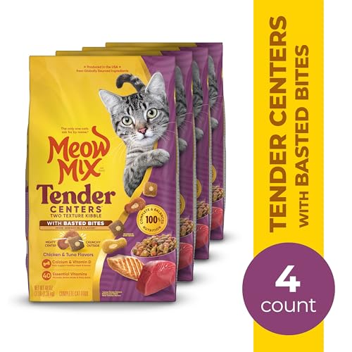 Meow Mix Chicken & Tuna Flavor Cat Food, 3lb (Pack of 4)