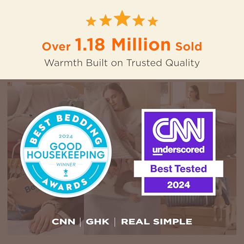 Bedsure Heated Blanket Throw - Soft Ribbed Flannel, 4 Time Settings