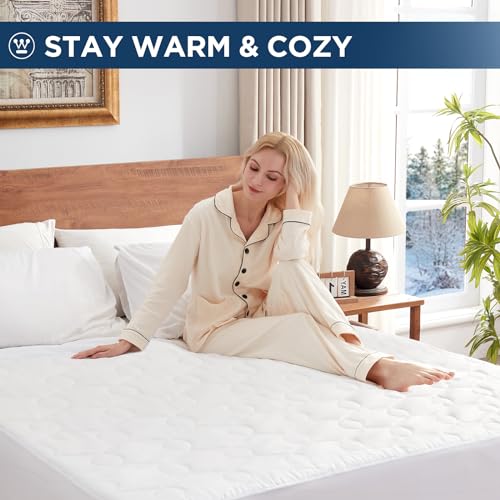 Westinghouse Heated Mattress Pad, Queen Size Bed Warmer with Dual Controller, 10 Heat Settings, Auto Shut Off - Machine Washable, 60x80 Inch