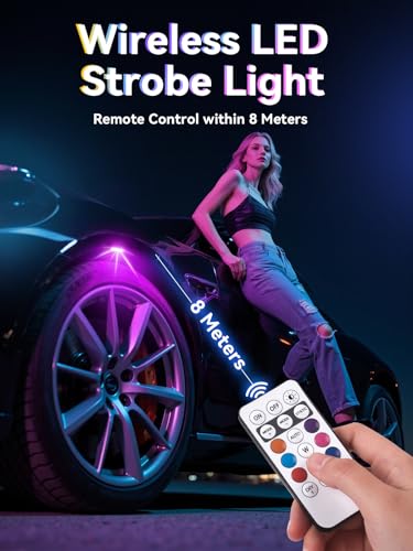 Asunder Wireless LED Strobe Lights: 8-Color Waterproof, 11 LEDs, Remote - Cars, Bikes, Drones