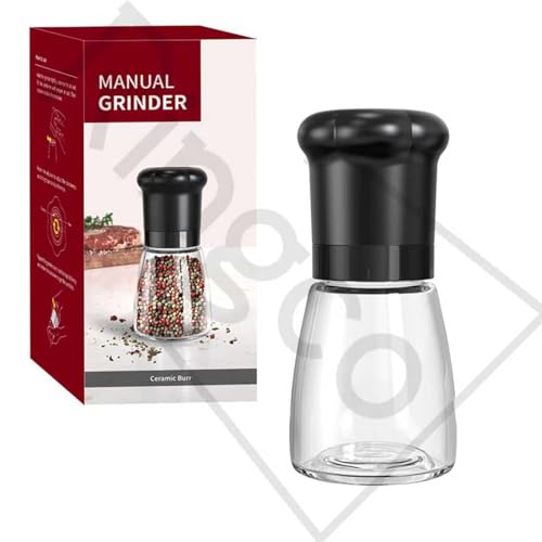 Chef's Refillable Salt & Pepper Grinder Set with Ceramic Blades - Adjustable Coarseness, BPA-Free Glass - 180ml