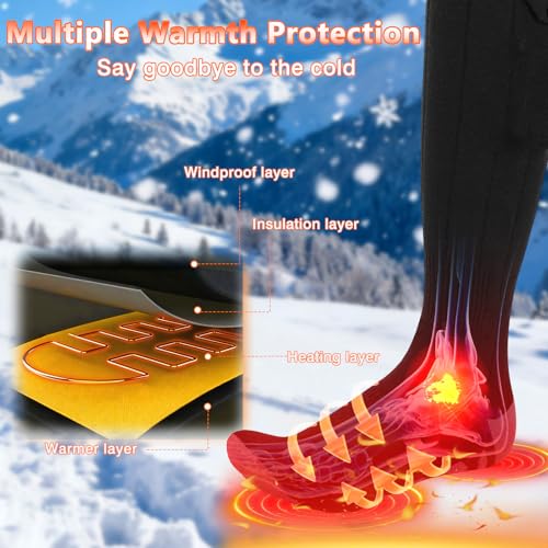 Upgraded Rechargeable Heated Socks, 14H Warmth, 4 Heat Settings