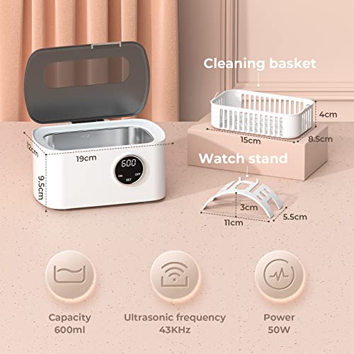 Jewelry Sonic Cleaner: Professional Ultrasonic Bath Machine - 600ml