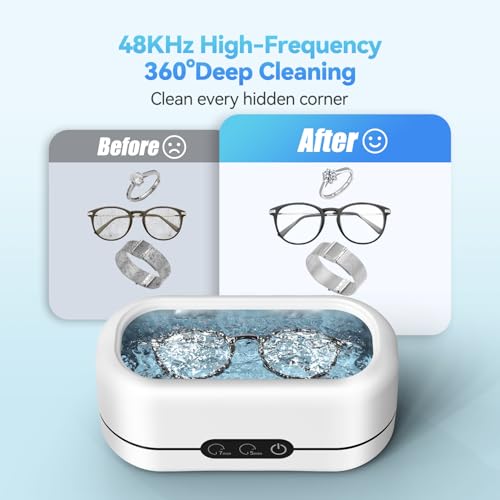 48KHz Ultrasonic Jewelry Cleaner for Rings, Watches & More