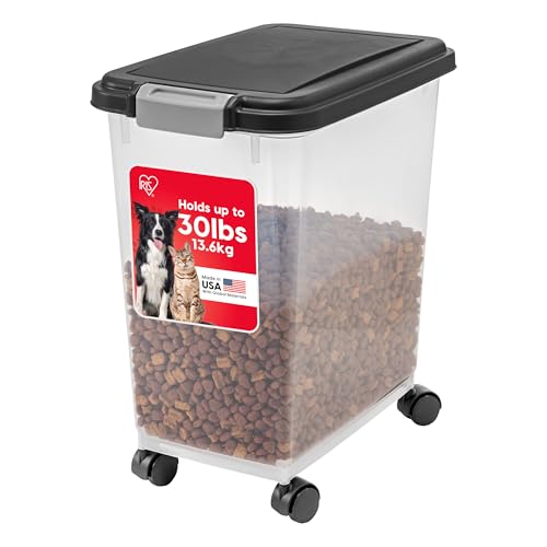 IRIS USA Airtight Pet Food Container with Wheels, 30lb Capacity, Keep Fresh, Easy Mobility