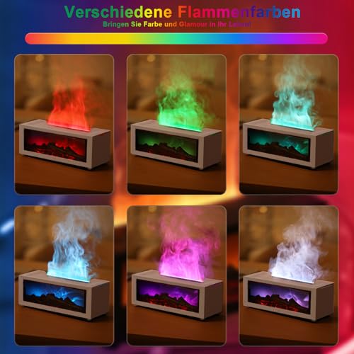 Holwim LED Fireplace Aroma Diffuser, Essential Oil Fragrance, 7 Colors Flame Effect, 150ml Humidifier, Remote Control