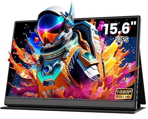 Portable Monitor 15.6 inch FHD IPS Anti-Glare, Dual Type-C HDMI, Built-in Speakers, Ultra-Slim, Screen Extend for Laptop PC Mac PS5