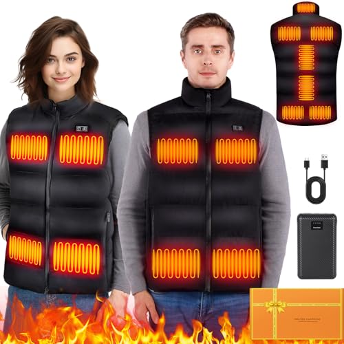 Men's Heated Vest, 17 Heating Zones, Rechargeable 7.4v Battery