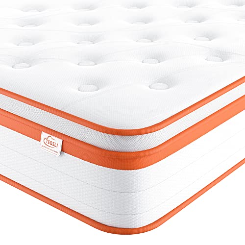 TeQsli 3FT Gel Memory Foam Single Mattress - Orthopedic 7 Zone Pocket Sprungs - Medium Firm - 10 inch