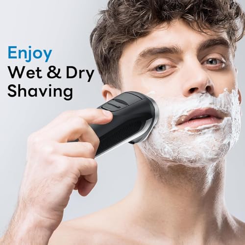 Waterproof Electric Razor for Men, Gentle on Skin, Wet & Dry Rotary Shaver, Pop-up Trimmer, Fast Charge - Ergonomic Men's Shaver