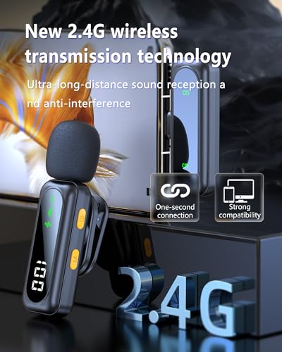 Mini Wireless Lavalier Mic for iPhone & Android - Crystal Sound, Noise Reduction - Video Recording, Vlogging, Singing