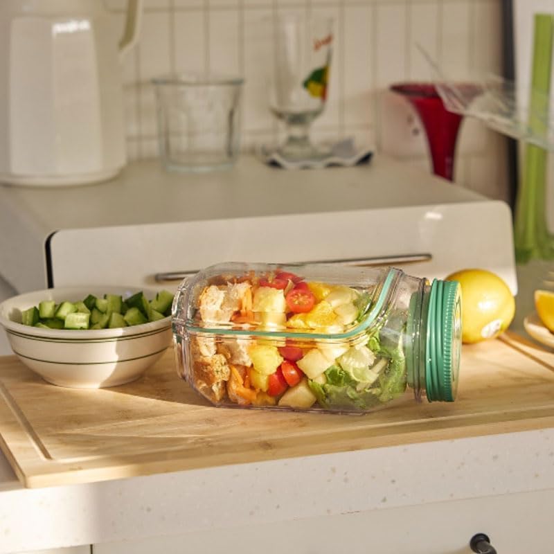Salad Pod Jar with Built-in Bowl Design - Portable Container for Fresh Breakfast Fruit Storage
