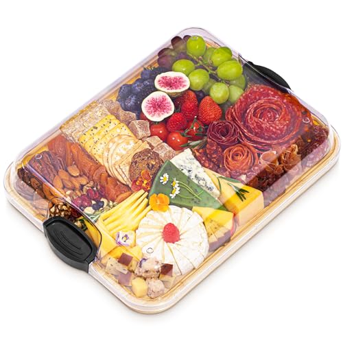 Bamboo Charcuterie Board with Lid - Portable Serving Tray for Entertaining - Wood Cutting Board for Parties & Gifts