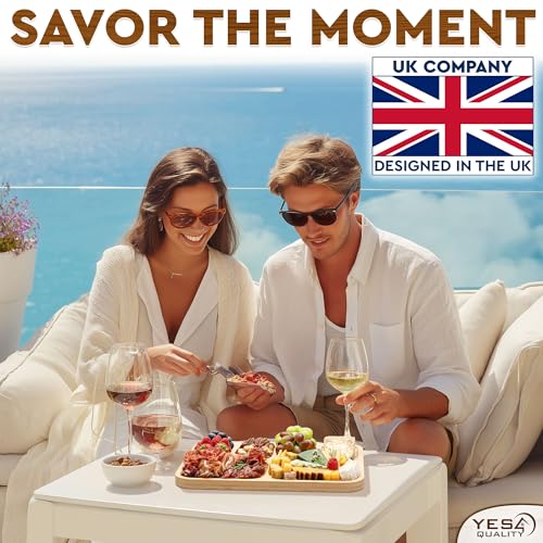 Bamboo Charcuterie Board with Lid - Portable Serving Tray for Entertaining - Wood Cutting Board for Parties & Gifts