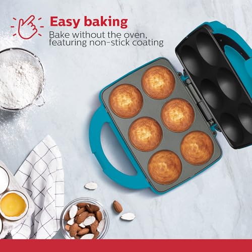 Holstein Housewares 6-Cup Electric Cupcake Maker - Bake Cupcakes, Muffins, Pizza Cups, Cinnamon Buns - Teal Kitchen Appliance