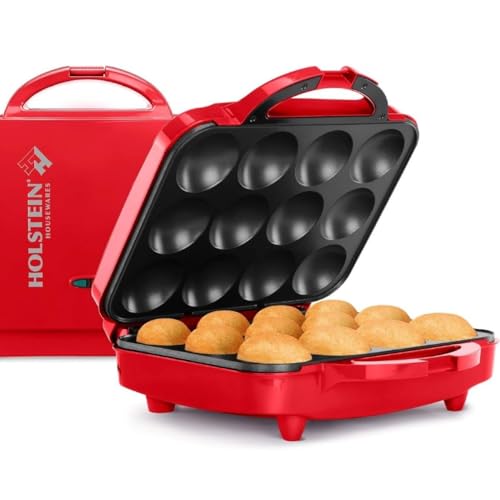 Holstein Cupcake Maker: Stainless Steel, Red, Quick Baking
