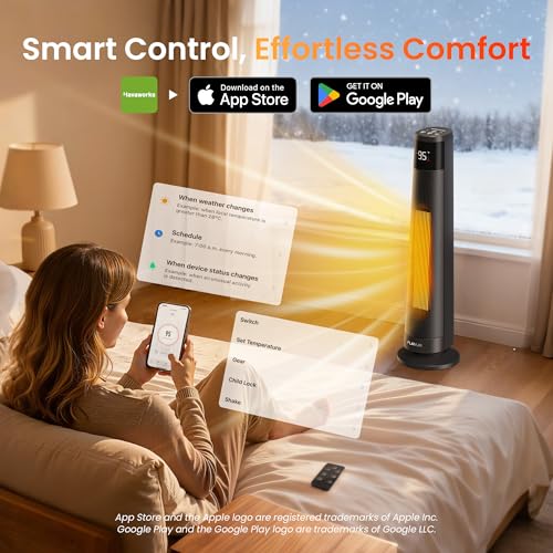 Ceramic Heater with Remote Control & Timer, 70° Oscillation, 1500W, 3 Heat Modes - Ideal for Office & Home