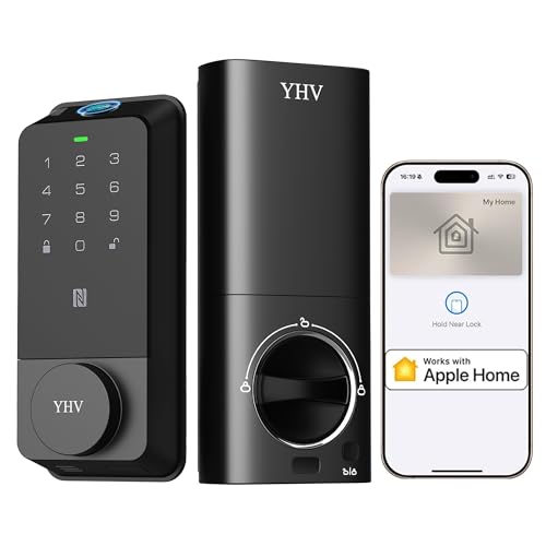 Apple Home Safety Deadbolt, Fingerprint Smart Lock with Wi-Fi, Touchscreen Keypad - Front Door Security