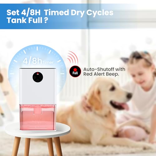 Quiet Electric Dehumidifier 1800ML - 400ML/Day - Timer - LED