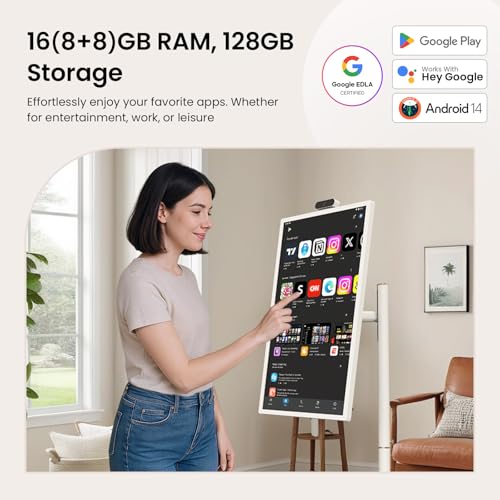 ApoloSign 32 inch Smart Portable TV: FHD, Android 14, Voice Remote, Swivel Rotation