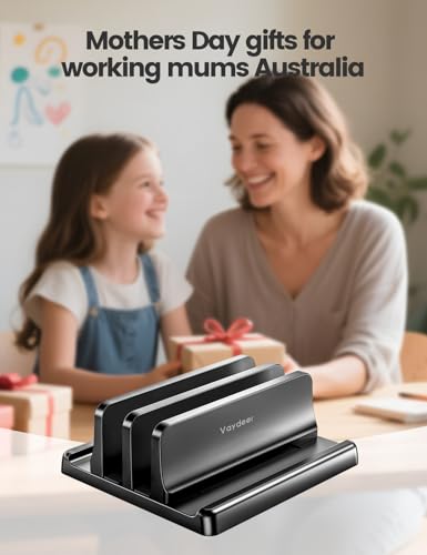 Vaydeer Vertical Laptop Stand: Dual Slot Plastic Holder, Space Saving Design - Adjustable Stand for MacBook, Chromebook, Surface