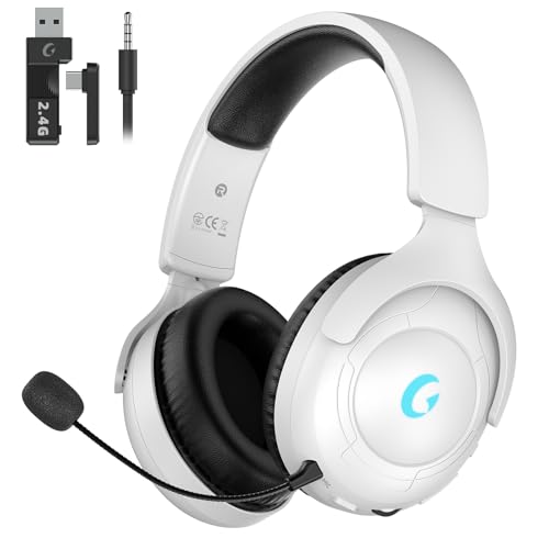 Rumoon Wireless Gaming Headset: 2.4GHz for PC PS5 PS4, Bluetooth Mic, 3D Sound, 45H Battery, Rotatable Headsets
