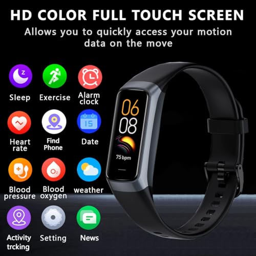 FitPro Heart Rate Tracker: 24/7 Monitoring, IP68 Waterproof, 25 Sport Modes, 1.1" Color Screen - Android/iOS - Dark Black